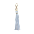 Light blue leather tassel keychain accessory with a premium golden metal clasp - Grey Blue (Soft)