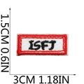 Guide des dimensions du mini écusson brodé ISFJ montrant une taille de 3cm x 1,5cm - No 10 (Lettre ISFJ)