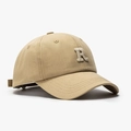 Khaki cotton baseball cap featuring white towel-embroidered letter R decoration - Letter R (Khaki)