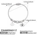 Silbernes Edelstahl-Kabelarmband mit Evil Eye Anhänger, weißen Zirkonia und Magnetverschluss - Stahlfarbe (Z264)