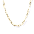 Golden paperclip chain necklace with textured rectangular links for a modern look - Gold Stainless Steel Square Paperclip Chain