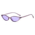 Retro cat eye sunglasses in translucent purple finish with slim temples and UV protection - Transparent Purple Frame Purple Lens