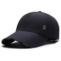 Quick-dry black outdoor baseball cap with leather label and breathable sun protection - Adjustable / Navy Blue