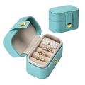 Portable blue faux leather jewelry box with zipper for rings and necklaces - Small Ring Box (Sky Blue)