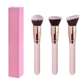 Pink 3-piece makeup brush set with rose gold metal ferrules and matching gift box - Pink Makeup Brush (Selectable Style) + Packaging Box