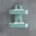 Double-layer light green wheat straw soap dish with wall-mounted suction cup design - Double Layer / Nordic Green