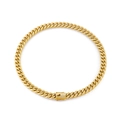 Golden hip hop Cuban link chain bracelet for men with sparkling full diamond CNC setting - Gold Color Necklace (KN198621-KFC)