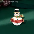 Cute snowman Christmas brooch with Let It Snow banner and green rhinestone 3.2cm x 4cm - YNCP1562 Let It Snow Snowman