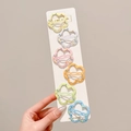 Set of 6 colorful hollow flower hair clips in macaron colors on a white display card - Flower 6Pcs Set - 4.5cm