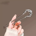 Épingle à cheveux en argent de style ancien avec glands papillons et perles blanches fleurs - Perle Artificielle à Texture 3D (117#)