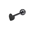 Matte black heart-shaped stainless steel tongue ring with barbell ball design - Frosted Black Heart