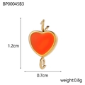 Golden heart-shaped stainless steel pendant with orange inlay, 1.2cm height and 0.8g weight - Orange Heart (BP00045B3)