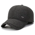 Herren Woll-Baseballkappe in Holzkohlegrau mit warmem Futter für Herbst und Winter - Verstellbar / Grau
