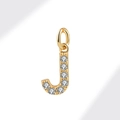 Sparkling gold letter J pendant with inlaid cubic zirconia for jewelry making - Gold (Letter J)