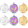 Colorful stainless steel handprint and footprint charms set in gold, silver, and rainbow finish - Hand Footprint - Mixed