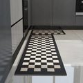 Modern black and white checkered kitchen mat set with durable woven non-slip backing - 45x70cm / Black & White Checkerboard