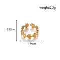 Adjustable golden stainless steel ring featuring a delicate leaf pattern and 1.99cm width - MN381-Gold (Olive Branch)