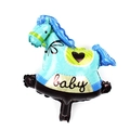 Blue rocking horse foil balloon with baby script for infant birthday party decor - Mini Blue Rocking Horse