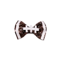 Brown glitter American football bow hair clip with white sequin stitching detail - Brown Fine Glitter Football Bow Style (MC3427)