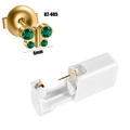 Sterile disposable ear piercer with 6mm golden butterfly stud and green zircon gem - Gold-Green Zirconia