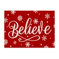 Set de table de Noël avec lettrage Believe blanc et flocons sur fond rouge éclatant - CD100-4/Rouge Believe / 32*21(Coton Lin)
