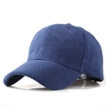 Detail of navy blue faux suede baseball cap showing soft matte texture and minimalist design - Navy Blue