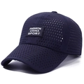 Ademende marineblauwe mesh honkbalpet met rechthoekige Fashion China Sport-patch - Verstelbaar / Marineblauw