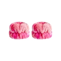 Soft pink tie-dye plush wristbands set for face washing and waterproof wrist protection - Gradient Wristband 1 (Pair)