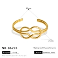 Detalle de brazalete de nudo de acero inoxidable de 18K con dimensiones y peso - Estilo de Nudo Cruzado Martillado (NB-B6293)