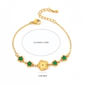 18K gold plated clover bracelet with green stars and adjustable chain measuring 16+3.5cm - Pentagram Green Zircon