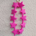 Portachiavi con stelle di silicone rosa e anello in metallo dorato per borsa - Rosa Fucsia alla Moda (10 Stelle)