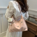 Pink niche designer hobo bag with silver butterfly charms and white cloud pendant - With Cloud Charm / Pink