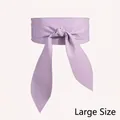 Elegant lavender purple wide faux leather waist belt with bow tie knot plus size - Plus Size / Purple