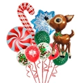 Christmas balloon set with Santa foil balloons, candy canes, and festive latex balloons - Standing Christmas Deer