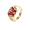 Bague ajustable dorée papillon pour femme avec émail rouge et anneau ouvert élégant - Ouvert Réglable / Papillon Rouge