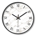 20cm quartz wall clock with white marble pattern and black Roman numerals - Dial L Black Frame
