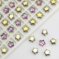 Macro view of 8mm star shaped crystal glass beads for DIY jewelry making and crafts - Half Gold Inner Multicolor