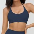 Soutien-gorge de sport yoga dos nu bleu marine au fini mat pour le fitness et gym - M / Hauts / Bleu Marine