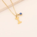 Collier en acier doré avec pendentif lettre I et breloque œil bleu protecteur - Lettre I