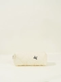 Beauty case beige trapuntato con piccolo fiocco nero e chiusura a cerniera lampo - Astuccio Piccolo / Beige