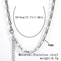 Silver 4mm stainless steel snake chain necklace with lobster clasp, 45cm length - 4.0mm Rhombus Box Chain - Silver