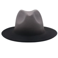French style fedora hat featuring grey and black gradient wool felt with a wide brim - M (56-58cm) / Grey + Black