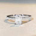 1 carat emerald cut moissanite ring in S925 sterling silver with pavé diamond band - US 5 / Emerald Cut 1ct Minimalist-Silver