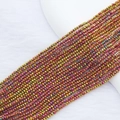 Strands of 2mm multi-colored faceted crystal beads with metallic plated finish for DIY jewelry - 2mm (Approx. 210 Beads per Strand) / Red Multicolor