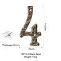 Rustic black gold cast iron house number 4 with dimensions 14.5x7.5 cm for wall decor - Number 4