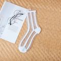 Women's transparent crystal glass socks with white vertical stripes and thin mesh fabric - White Vertical Stripe