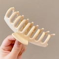 Matte beige large bow claw clip for women held in hand against a neutral background - 2# Dragon Bone Beige Matte Large