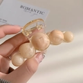 Détail d'une pince à cheveux avec perles rondes beiges à texture effet marbre - Pince à Boule Rose / 1# Rose Dégradé d'Encre (env. 8cm)