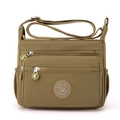 Khaki nylon crossbody bag with multi-pocket design and adjustable shoulder strap - Khaki