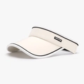 Visière de soleil ivoire pour femme avec bordure noire et logo latéral anti-UV - Blanc Cassé